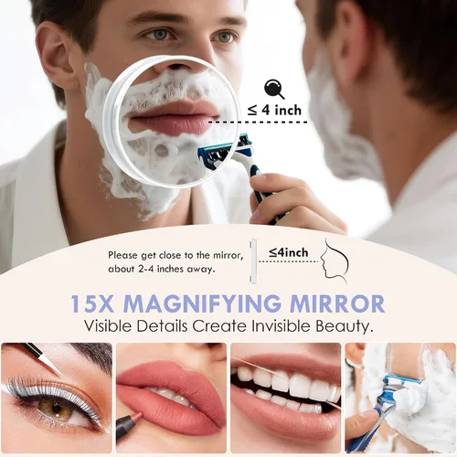 Vista 4 de Espejo de Maquillaje con Luces, Espejo de Tocador con 3 Modos de Iluminación, Espejo Iluminado, Sensor Táctil, Alimentado por CA, Giratorio 360°