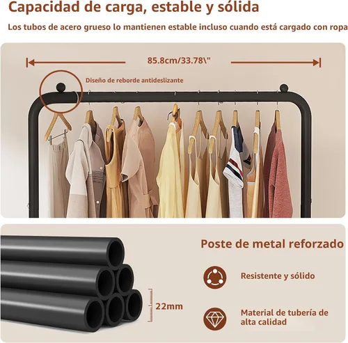 Vista 5 de JIUYOTREE Perchero de ropa estándar con estantes de almacenamiento, organizador de ropa para colgar ropa, abrigo, chaqueta, camisa, suéter, jeans