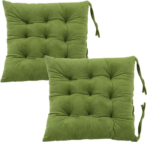 Vista 20 de Juego de 2 cojines para sillas de comedor con lazos, almohadilla antideslizante para silla de cocina para interior y tapete de asiento de comedor