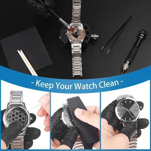 Vista 4 de Aboutuamxz Kit de reparación de relojes, kit de herramientas de extracción de eslabones de reloj, kit de herramientas de repuesto de batería