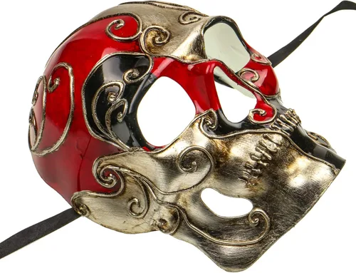 Vista 3 de ILOVEMASKS - Máscara veneciana para Halloween, diseño de calavera de azúcar muerto, para adultos, Halloween, máscara de cráneo, máscara