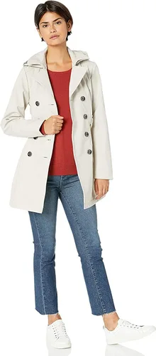 Vista 3 de Sebby Collection - Gabardina resistente con revestimiento suave, impermeable, para mujer con capucha desmontable.