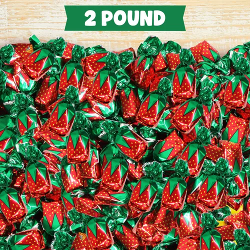 Vista 7 de Strawberry Filled Hard Candy Bon Bons, 2 lb Bulk Individually Wrapped Candy