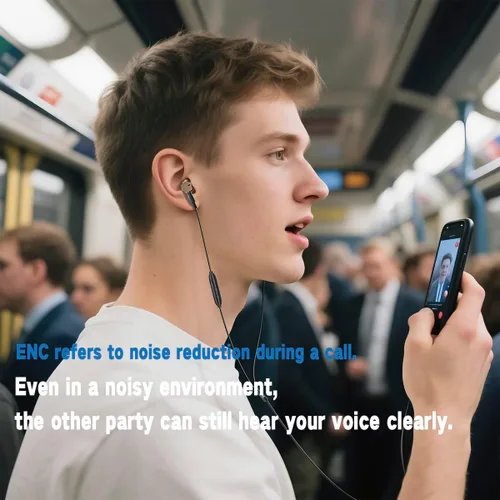 Vista 2 de Auriculares intrauditivos dinámicos de graves profundos, cancelación de ruido, auriculares con cable con doble controlador, refuerzo de graves