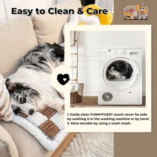 Vista 6 de FUNNY FUZZY Fundas de Sofá para Mascotas, Fundas de Sofá para Perros Lavables Protector de Sofá para Perros Color Crema Fundas de Sofá de Muebles