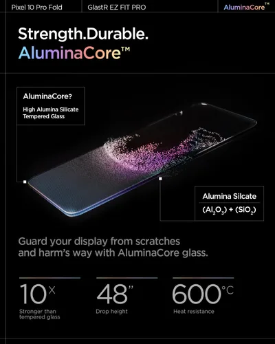 Vista 3 de Spigen AluminaCore - Protector de pantalla de vidrio templado [Glas.tR EZ Fit Pro] diseñado para Pixel 10 Pro Fold [2 Pack] Dureza 9H+, durabilidad