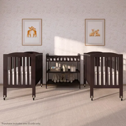 Vista 10 de Dream On Me Mini cuna portátil 2 en 1, cuna de bebé de tamaño no matrimonial para espacios pequeños, 2 alturas de colchón, diseño compacto de viaje