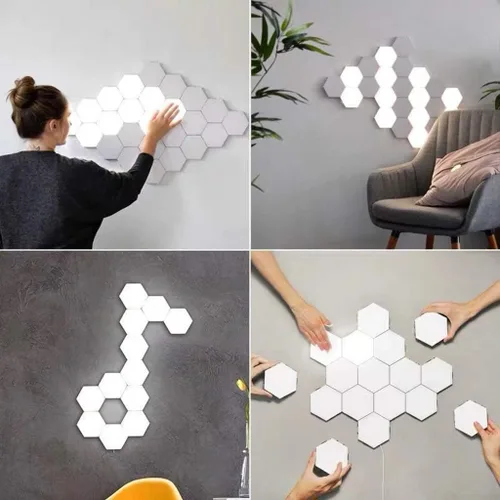Vista 5 de QFFL Paneles de luz led inteligentes Touch Quantum Light USB a interfaz para conectar lámpara de pared hexagonal adecuado para leer en sala de estar
