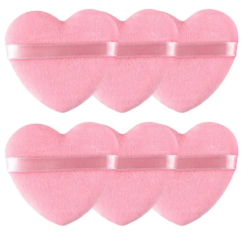 Vista 29 de 12 piezas de polvo en forma de corazón, soplo cosmético para cara, lavable, reutilizable, suave, esponja en polvo, esponja de maquillaje