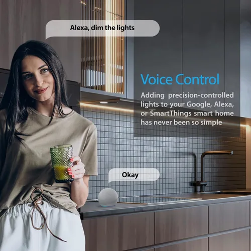 Vista 3 de EShine Paquete de 3 luces LED regulables inteligentes negras de 7 pulgadas para debajo del gabinete, compatible con Alexa, Google, blanco cálido