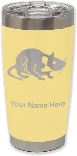 Vista 15 de LaserGram Vaso aislado al vacío de 20 onzas, rata, grabado personalizado incluido (negro)