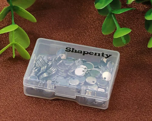 Vista 3 de Shapenty Dije pequeño redondo de acero inoxidable plano en blanco para estampado, mini discos a granel para pulseras, aretes, collares, dijes