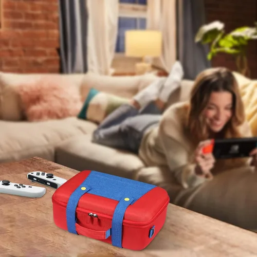 Vista 8 de KENOBEE Funda de transporte para Nintendo Switch OLED modelo 2021 Nintendo Switch bolsa de almacenamiento de viaje rígida portátil de gran