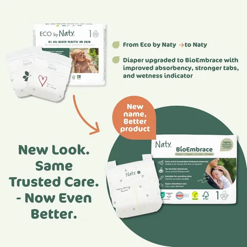 Vista 9 de Naty BioEmbrace - Pañales para bebé recién nacido, certificado seguro para la piel sensible, protección contra fugas de hasta el 100 %, suavidad