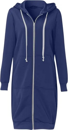 Vista 4 de DOLKFU Sudaderas con capucha de manga larga para mujer, color liso, con cremallera, con cordón, holgada, con bolsillo, para mujer