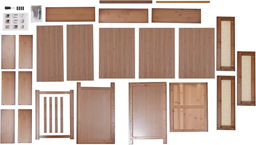 Vista 7 de Mesita de noche con cajón, mesa de noche moderna de mediados de siglo con cajón, mesa auxiliar de bambú para espacios pequeños, dormitorio, sala