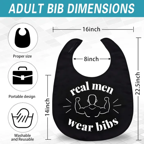 Vista 2 de Divertidos baberos para adultos para comer hombres, mujeres, ancianos, protectores de ropa, lavables, babero para adultos mayores