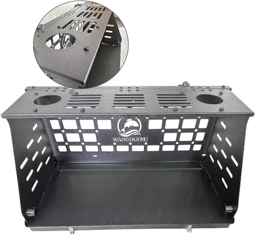 Vista 5 de Mesa plegable de 2 niveles para puerta trasera de campamento, estante de carga compatible con Jeep Wrangler JL 2018-2025