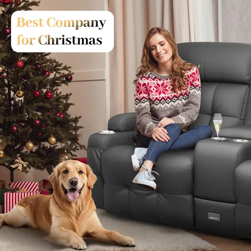 Vista 73 de Sofá de Dos Plazas Reclinable, Sofá Reclinable de Masaje con Gran Capacidad de Peso, Silla de Dos Plazas para RV en Liquidación con Consola, USB