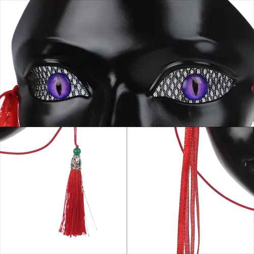 Vista 5 de Misteriosa máscara facial completa de color dorado y negro con ojos