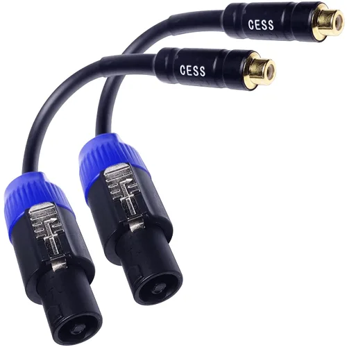 Vista 2 de CNCESS Cable adaptador RCA hembra a Speakon macho, 6 pulgadas, cable de nicho cruzado sub/amperio, paquete de 2