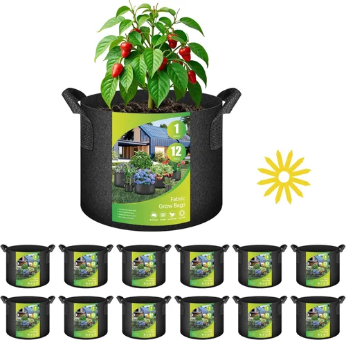 Vista 20 de HealSmart Paquete de 6 bolsas de cultivo no tejidas de 1 galón, macetas de tela de aireación con asas, adecuadas para frutas de jardín, verduras