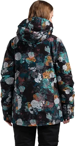Vista 3 de Chaqueta de esquí para mujer, abrigo de nieve impermeable, resistente al viento, chaqueta de snowboard aislada, con capucha, invierno cálido