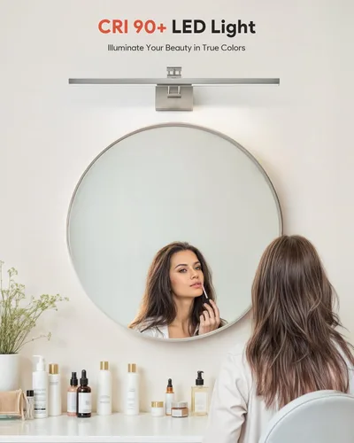 Vista 5 de VONLUCE Luz LED de Tocador de Baño de 30", Luces LED Modernas de Tocador 3CCT con Brazo Giratorio de Cabezal Rotativo de 360°, Lámpara de Baño