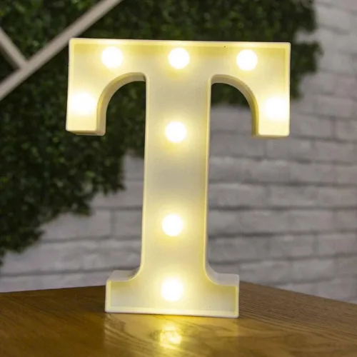 Vista 18 de anso Letras LED del alfabeto con números iluminados, letras de plástico blanco, decoración de pie de la A a la Z 0 ~ 9 (rosa corazón)
