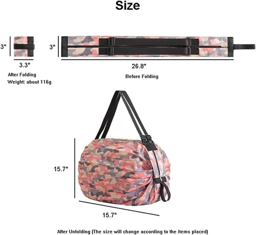 Vista 2 de Bolsas de comestibles reutilizables, bolsas de compras plegables, bolsa de gran capacidad para almacenamiento, impermeable, duradera, ecológica