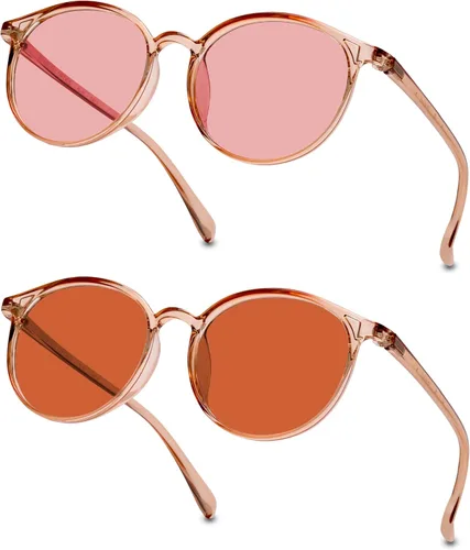 Vista 7 de BRADDELL FL-41 FL-60 - Gafas de sensibilidad a la luz de migraña para interiores y exteriores, color marrón Champán transparente
