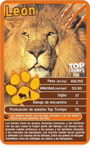 Vista 3 de Top Trumps Juego de cartas Deadliest Predators Edición en español, aprende sobre el gran tiburón blanco, el dragón de Komodo y la Cobra Real en este