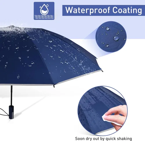 Vista 5 de Bodyguard Inverted Umbrella, Large Windproof Umbrellas for Rain & Sun, Compact Umbrella Reverse Umbrella with Reflective Stripe, Teflon Umbrella for