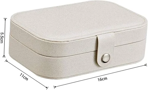 Vista 2 de Ychengcom Joyero pequeño, mini joyero portátil de viaje, doble joyero, caja de almacenamiento de joyería, collar, pulsera, aretes, novia, esposa