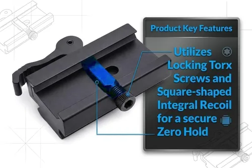 Vista 4 de 360 Tactical Picatinny de 1 pulgada de alto perfil de montaje elevador corto negro mate 8 ranuras para visores y ópticas (90 y 45 grados - montaje)