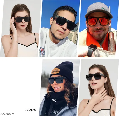 Vista 4 de LYZOIT Square Sunglasses for Men Women Polarized Oversized Big UV Protection Rectangle Shades