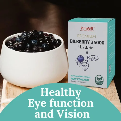 Vista 2 de Hi Well Premium Arándano 35000 + Luteína 10mg 60Cápsulas Vegetarianas