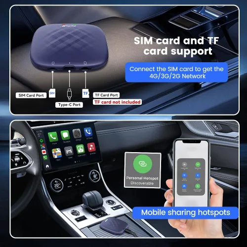 Vista 7 de Carlinkit CarPlay Android 13.0 AI Box Adapter, 3 en 1 CarPlay AI Box Max (Plus), Plug & Play, fácil configuración, tarjeta integrada de Google