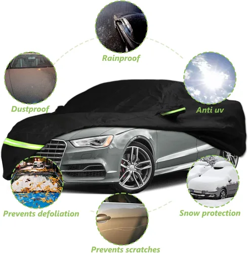 Vista 7 de YIXIN Funda impermeable para automóvil Audi A3/S3 2013-2026, ajuste personalizado, correa 100% impermeable a prueba de viento y bandas de cremallera