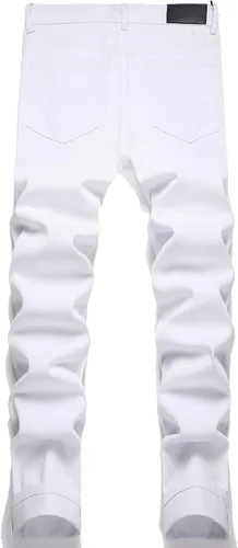 Vista 2 de OIIIO Pantalón vaquero de pierna recta rasgados para hombre