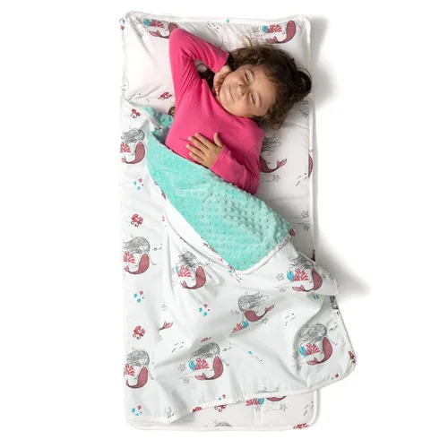 Vista 21 de JumpOff Jo - Colchoneta para siesta para niños, saco de dormir para niños con almohada extraíble y manta ultra suave para preescolar, guardería
