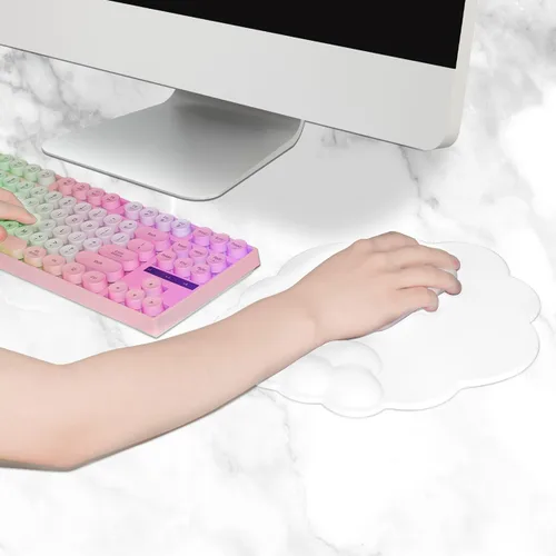 Vista 2 de JIKIOU - Alfombrilla ergonómica para mouse con reposamuñecas de espuma viscoelástica, color blanco