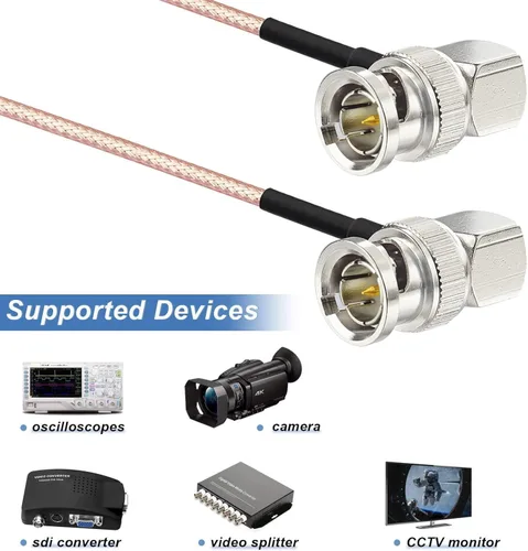 Vista 2 de Superbat HD-SDI 3G SDI Cable 1ft 75 Ohm RG179 BNC Cable de vídeo en ángulo recto Thin Short Low loss Flexible SDI Cable for HD-SDI/3G-SDI/4K/6K