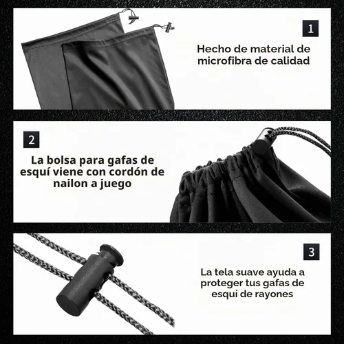 Vista 5 de Flutesan Bolsa de almacenamiento de juguetes, bolsa de microfibra para gafas de sol, bolsa plegable con cordón ajustable (7 x 9.8 pulgadas, negro)