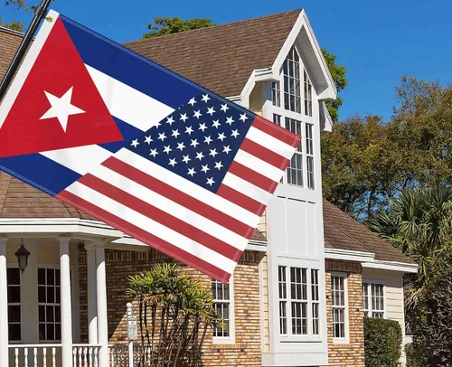 Vista 4 de Bandera de Cuba de Estados Unidos de 3 x 5 pies, gran pancarta cubana de América 150D para exteriores, impresión de doble cara, decoración americana