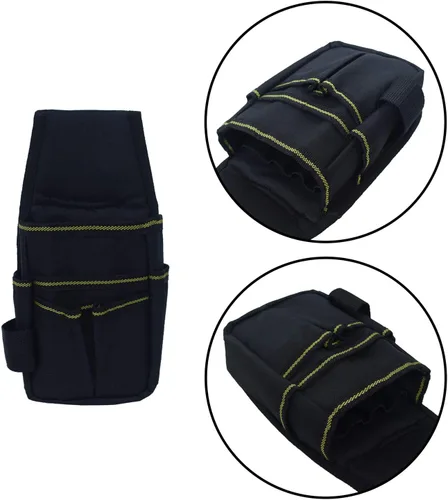 Vista 4 de Riñonera, bolsa de bolsillo de lona para herramientas, mini bolsa de herramientas de bolsillo con 6 bolsillos, cinturón de nailon ajustable, bolsa