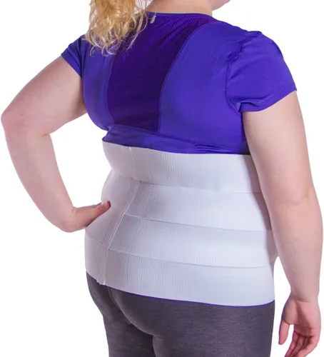 Vista 4 de BraceAbility Envoltura abdominal de tamaño extra grande Carpeta de compresión para adelgazar aplanar y apretar el estómago Blanco M