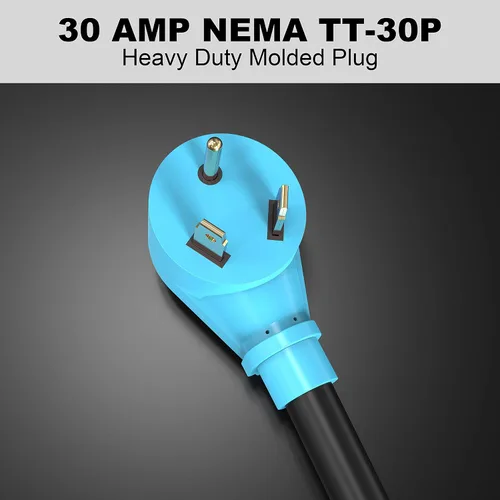Vista 3 de CircleCord Cable adaptador en Y para caravana de 30 amperios a dos 30 amperios, enchufe macho NEMA TT-30P a hembra TT-30R con mango de agarre, STW