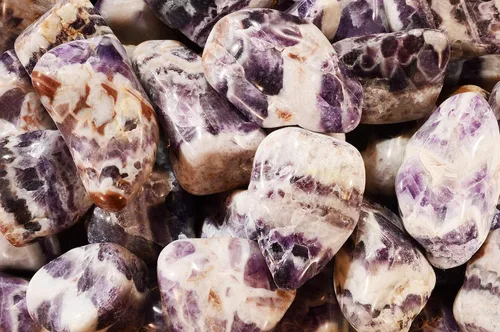 Vista 2 de Chevron Dream Amethyst - Piedras pulidas grandes de 2 pulgadas, 4 a 6 onzas, piedras pulidas, minerales y cristales curativos de chakras del tercer