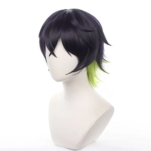 Vista 2 de Pelucas de repuesto para cabello corto de Oliver Aiku con candado azul para cosplay, anime, para hombres, niños, para festival, Halloween, fiesta